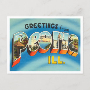 Carte Postale Salutations de Peoria, Vintage voyage de l'Illinoi