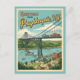 Carte Postale Salutations de Poughkeepsie NY Style Vintage