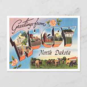 Carte Postale Salutations de Rugby, Vintage voyage du Dakota du 