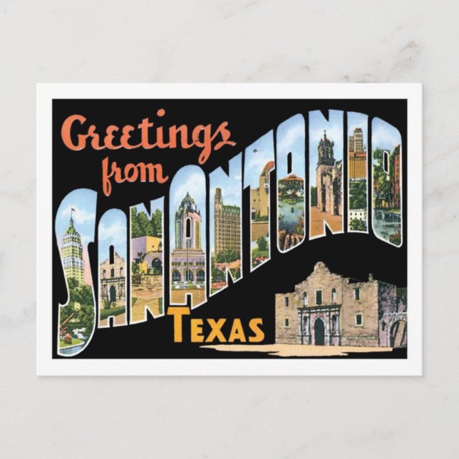Carte Postale Salutations De San Antonio Texas US City (Devant)
