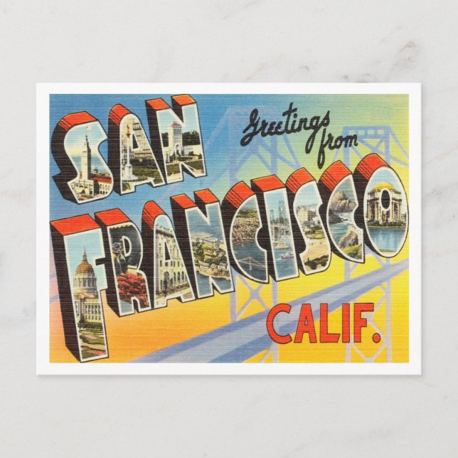Carte Postale Salutations de San Francisco, Californie Travel (Devant)