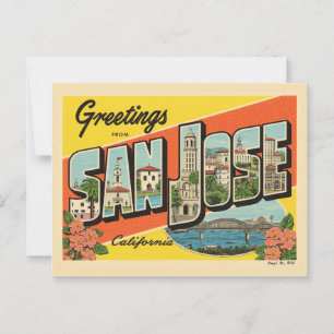 Carte Postale Salutations de San Jose California Vintage