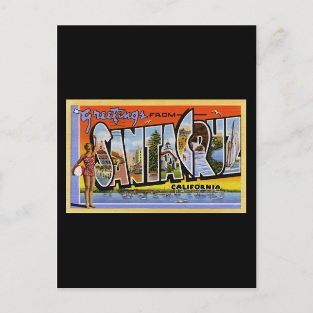 Carte Postale Salutations de Santa Cruz la Californie (Devant)