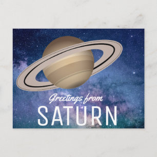 Carte Postale Salutations de Saturne - Voyage spatial