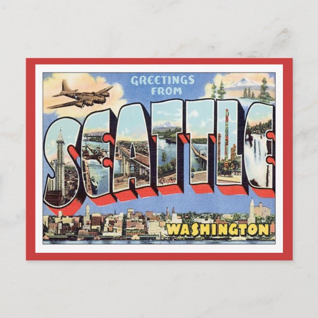 Carte Postale Salutations De Seattle, Washington États-Unis (Devant)