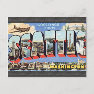 Carte Postale Salutations de Seattle Washington, Vintage