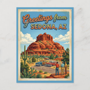 Carte Postale Salutations de Sedona Arizona Bell Rock Rétro 1950