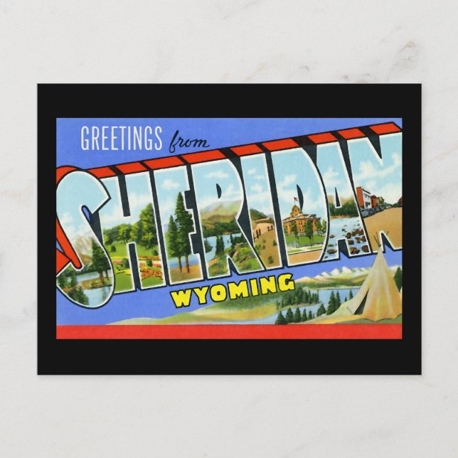 Carte Postale Salutations de Sheridan Wyoming (Devant)