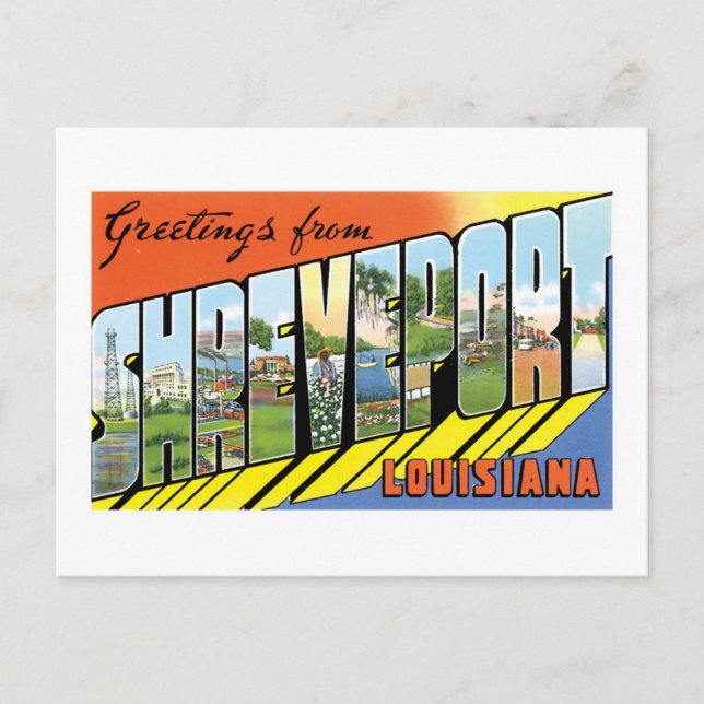 Carte Postale Salutations de Shreveport, Louisiane (Devant)