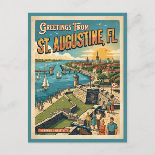 Carte Postale Salutations de St Augustine Rétro