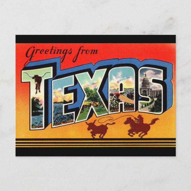 Carte Postale Salutations de Texas Travel Postcard (Devant)