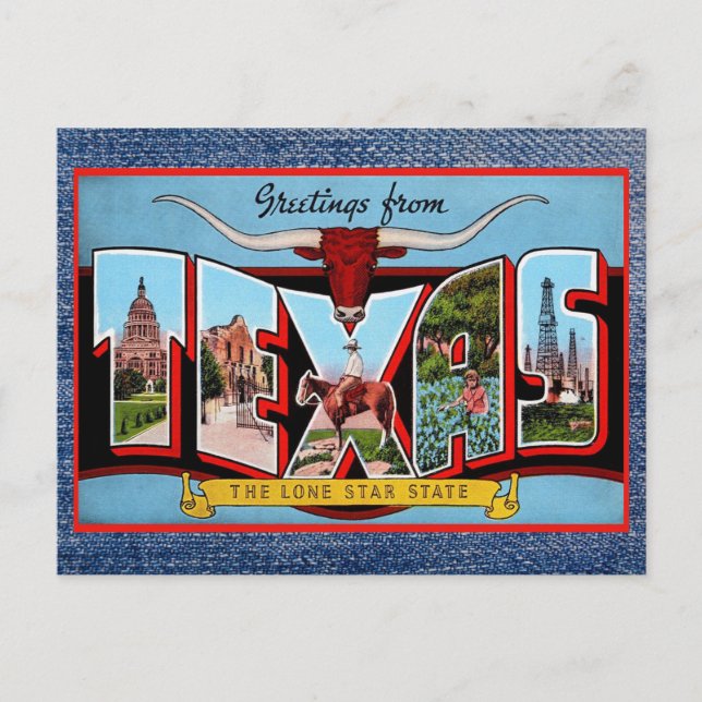 Carte Postale Salutations de Texas Travel Postcard (Devant)