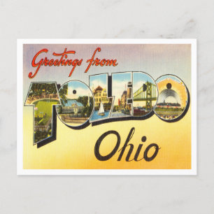 Carte Postale Salutations de Toledo, Vintage voyage de l'Ohio