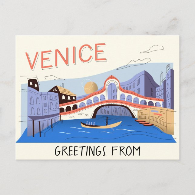 Carte Postale Salutations de Venise Italie (Devant)