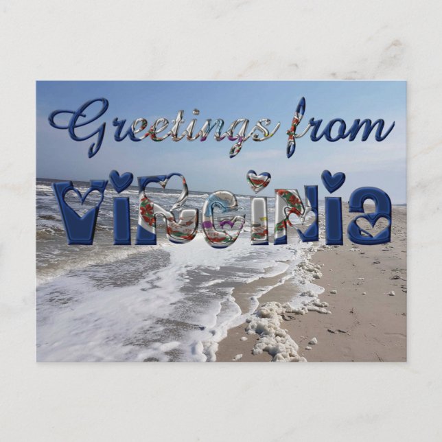 Carte Postale Salutations de Virginia State Flag Hearts USA (Devant)