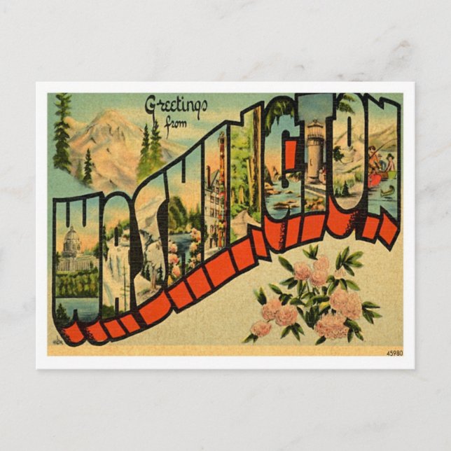 Carte Postale Salutations De Washington Des États-Unis (Devant)