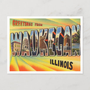 Carte Postale Salutations de Waukegan, Vintage voyage de l'Illin