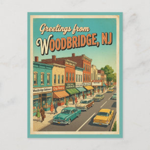 Carte Postale Salutations de Woodbridge NJ Style Vintage