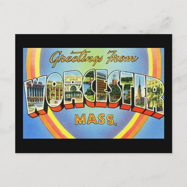 Carte Postale Salutations de Worcester Massachusetts (Devant)