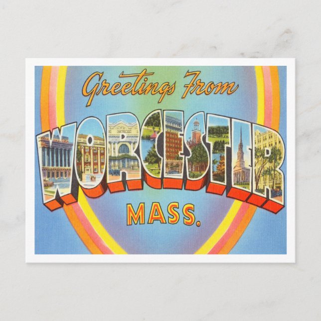 Carte Postale Salutations de Worcester, Massachusetts Travel (Devant)