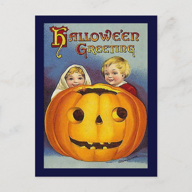 Carte Postale Salutations d'Halloween vintage (Devant)
