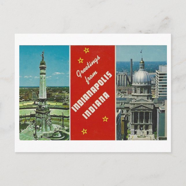 Carte Postale Salutations d'Indianapolis, Indiana Vintage (Devant)