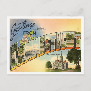 Carte Postale Salutations Du Connecticut Vintage