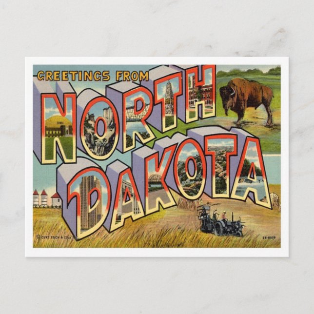 Carte Postale Salutations Du Dakota Du Nord (Devant)