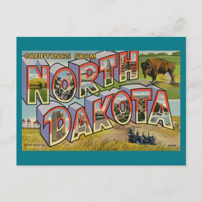 Carte Postale Salutations Du Dakota Du Nord (Devant)