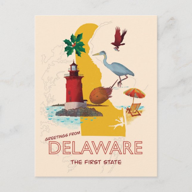 Carte Postale Salutations du Delaware (Devant)