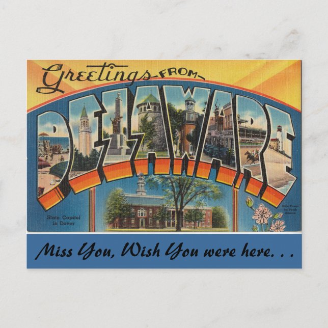 Carte Postale Salutations du Delaware (Devant)