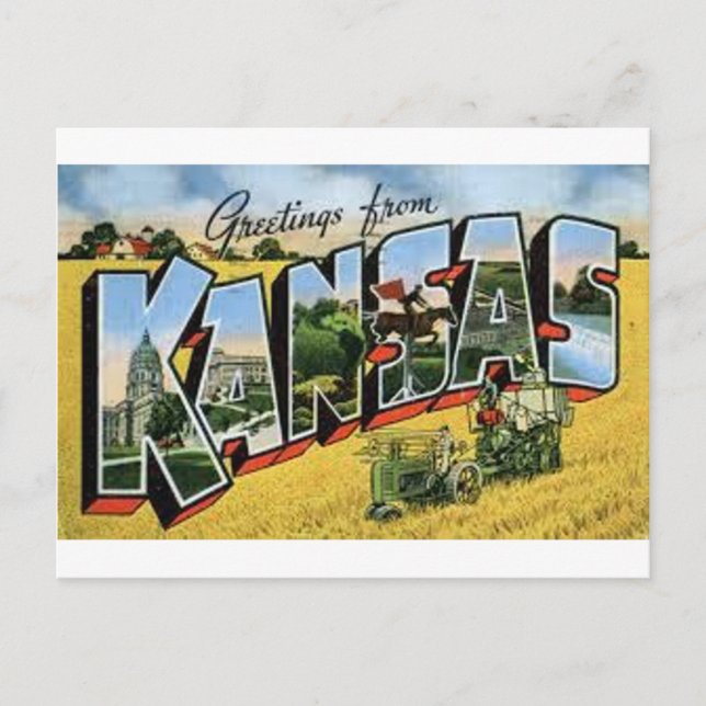 Carte Postale Salutations du Kansas (Devant)