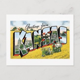 Carte Postale Salutations du Kansas ! Vintage