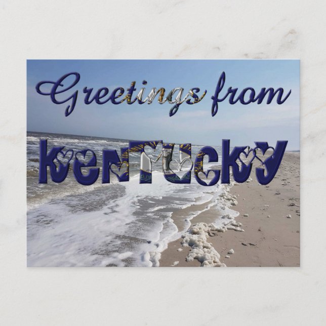 Carte Postale Salutations du Kentucky State Flag Hearts USA (Devant)