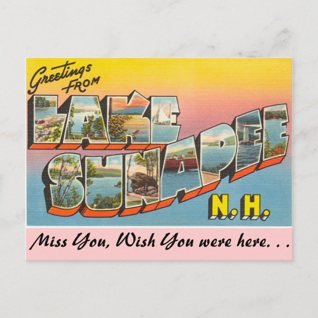 Carte Postale Salutations du lac Sunapee (Devant)