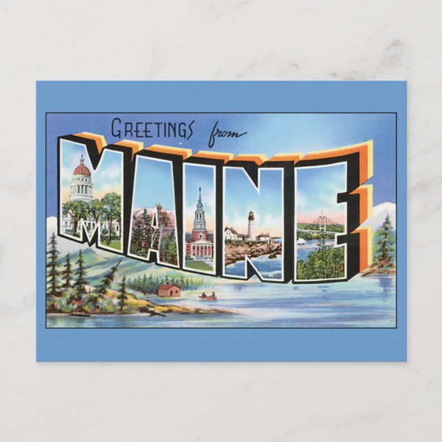 Carte Postale Salutations du Maine (Devant)
