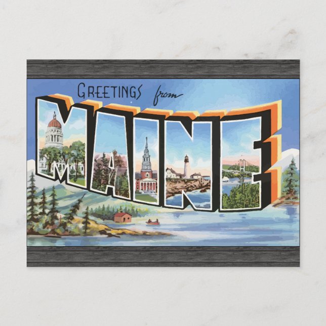 Carte Postale Salutations Du Maine, Vintage (Devant)
