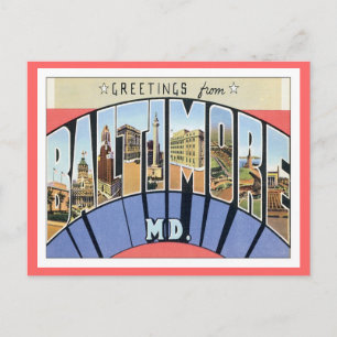 Carte Postale Salutations du Maryland Baltimore