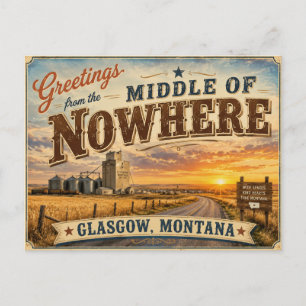 Carte Postale Salutations du milieu de nulle part Glasgow Mt.
