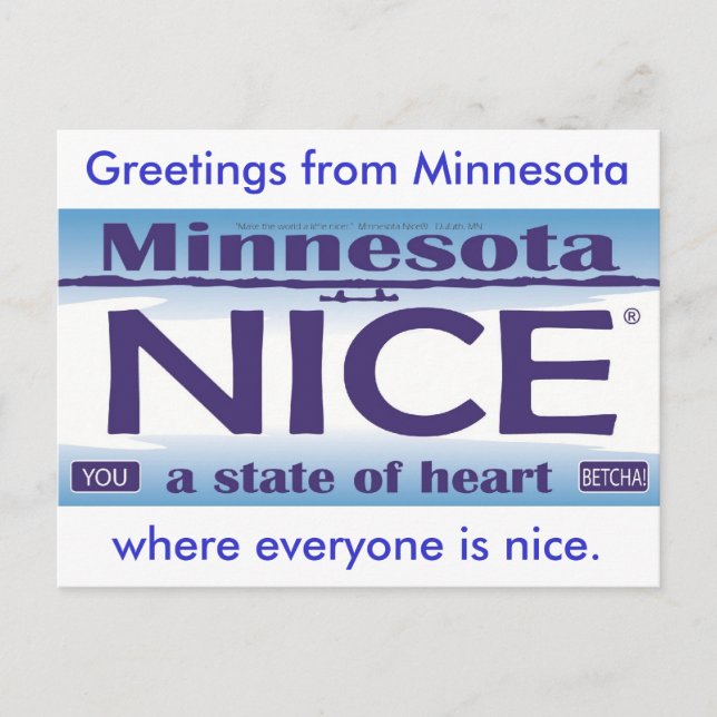 Carte Postale Salutations du Minnesota NIce (Devant)