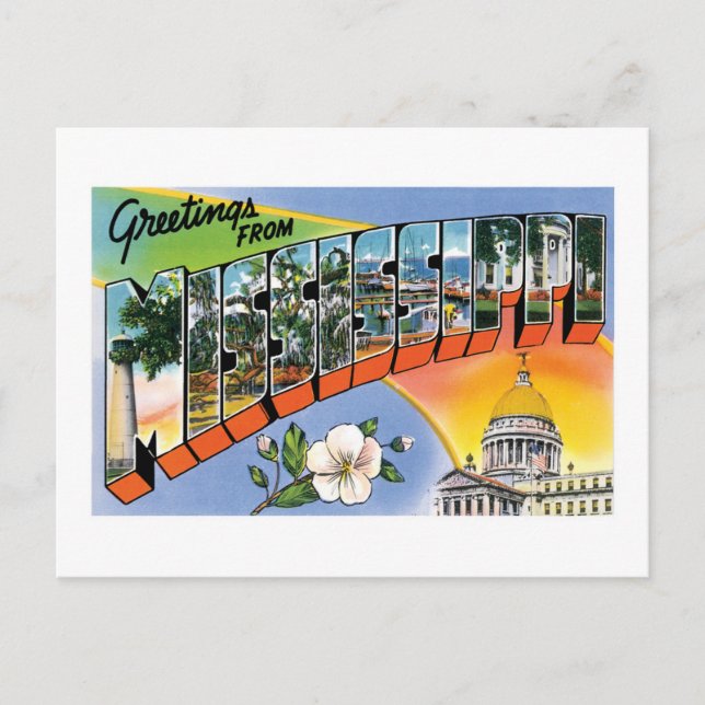 Carte Postale Salutations du Mississippi ! (Devant)