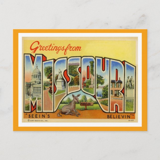 Carte Postale Salutations du Missouri Vintage (Devant)