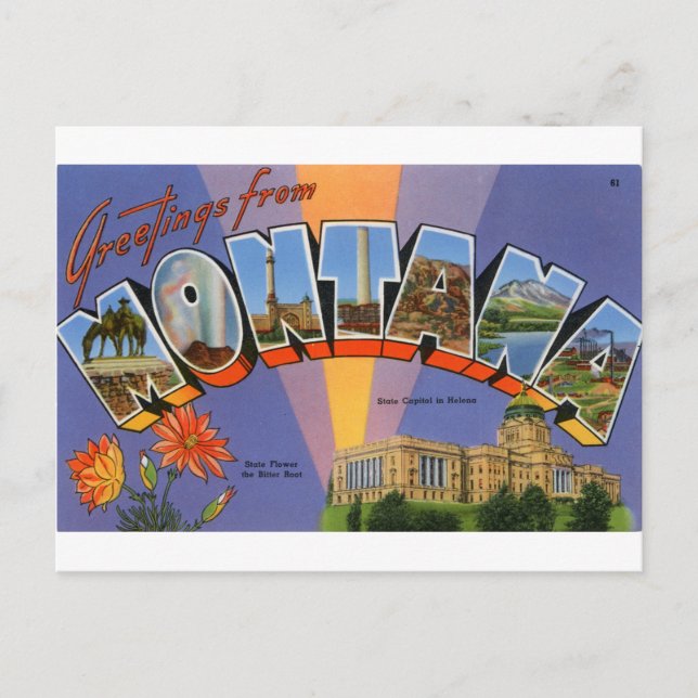 Carte Postale Salutations Du Montana (Devant)