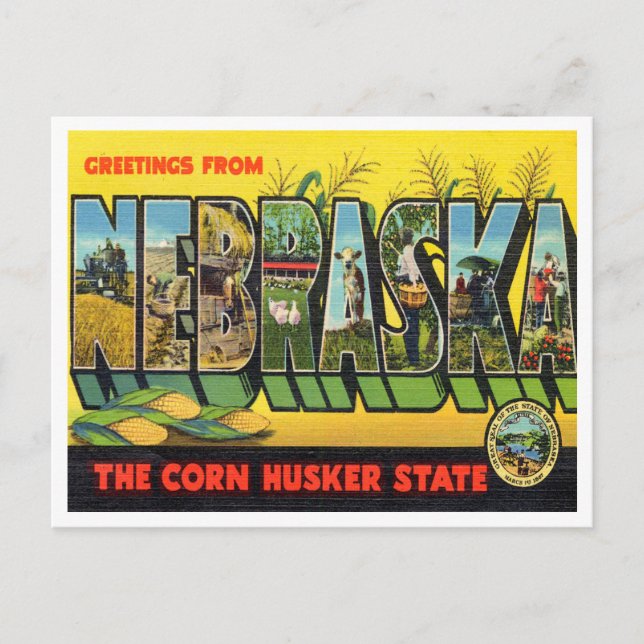 Carte Postale Salutations du Nebraska, l'état de Corn Nusker (Devant)
