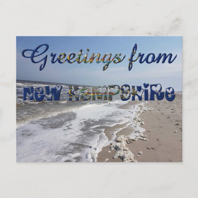Carte Postale Salutations du New Hampshire State Flag Hearts USA (Devant)