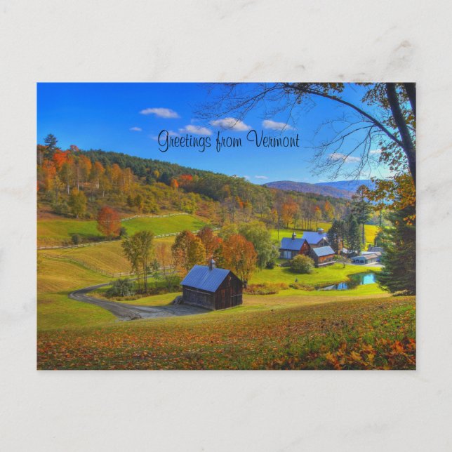 Carte Postale Salutations du Vermont, photo de paysage, (Devant)
