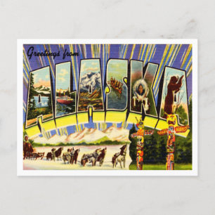 Carte Postale Salutations du Vintage voyage de l'Alaska