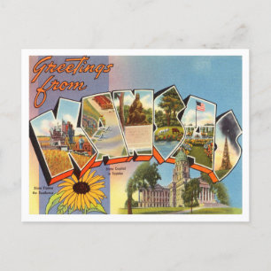 Carte Postale Salutations du Vintage voyage du Kansas