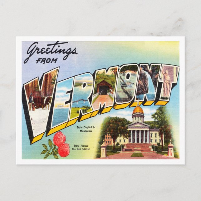 Carte Postale Salutations du Vintage voyage du Vermont (Devant)