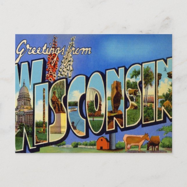 Carte Postale Salutations du Wisconsin WI USA (Devant)